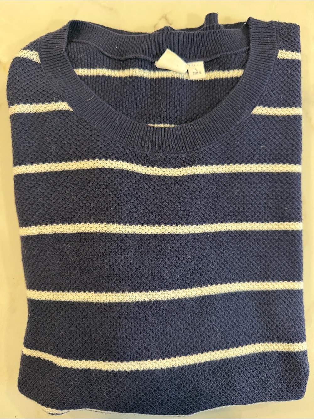 GAP Navy and White Striped Knit Sweater